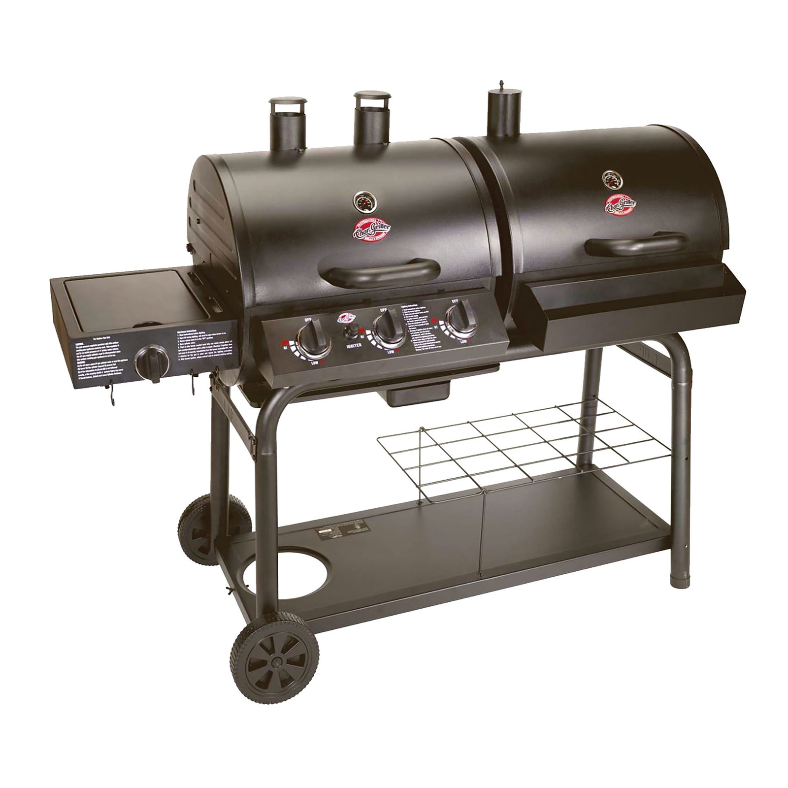 DUO Gas and Charcoal BBQ with Side Burner